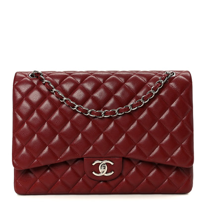 Chanel Caviar Quilted Maxi Double Flap Dark Red 1 of 10