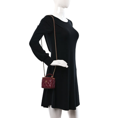 Chanel Lambskin Quilted Mini Top Handle Vanity Case With Chain Burgundy 2 of 9