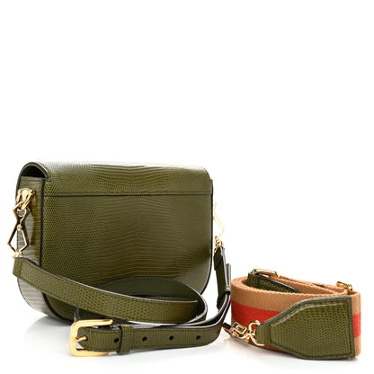 Gucci Lizard Web Mini Horsebit 1955 Shoulder Bag Green 3 of 11