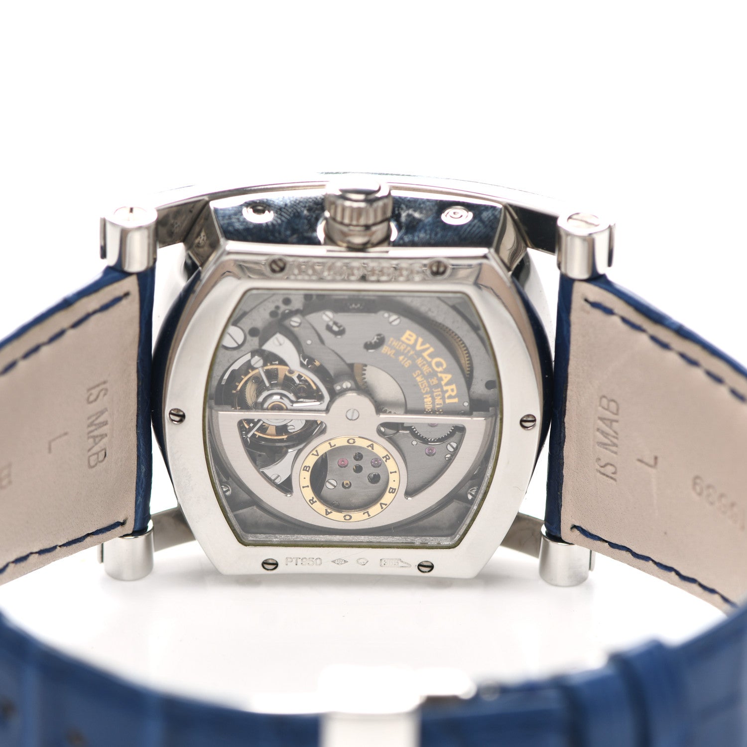Bulgari Platinum Alligator 38mm Assioma Tourbillon Perpetual Calendar Automatic Watch 4 of 5