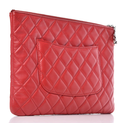 Chanel Lambskin Quilted Medium Ground Control Cosmetic Case Red 3 of 8