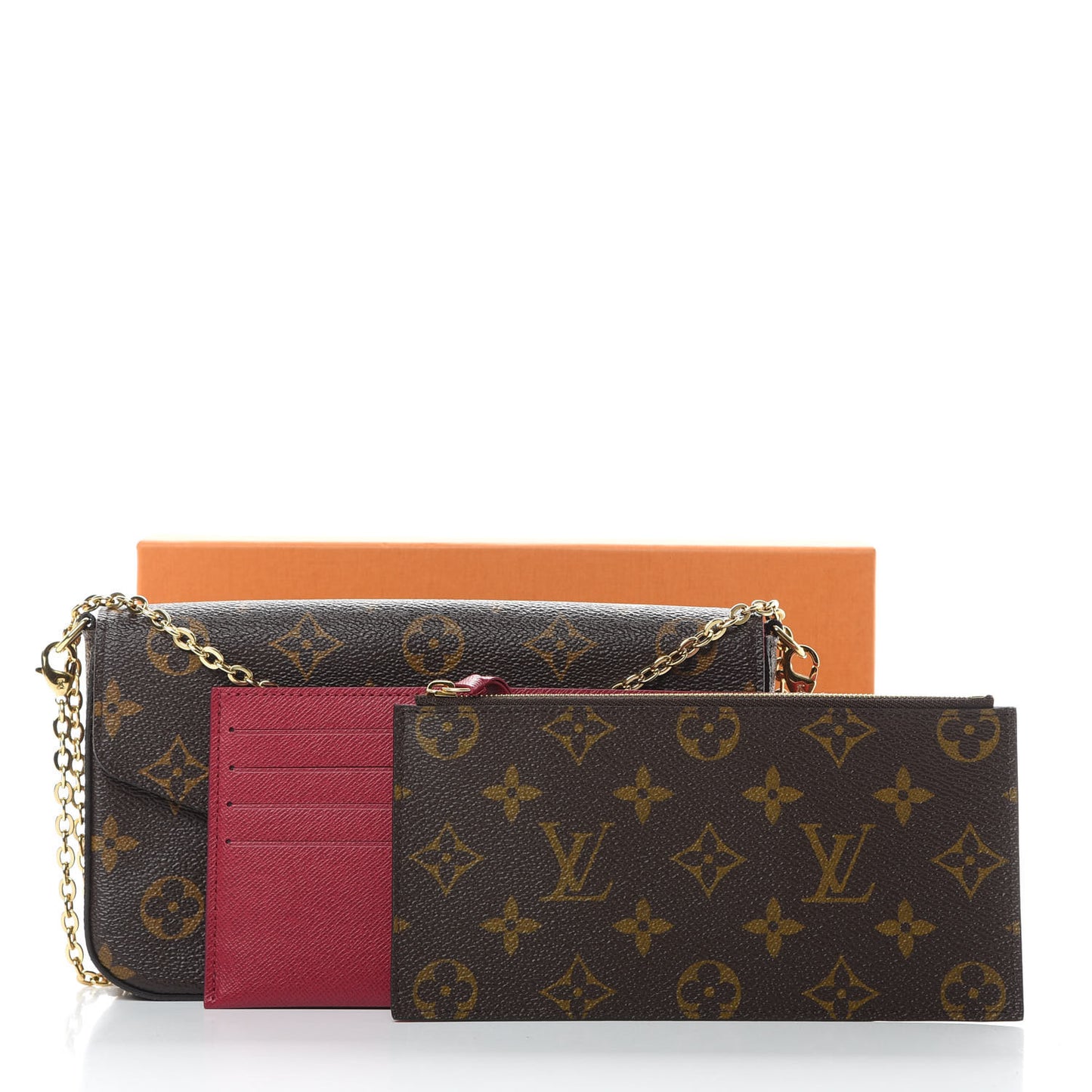 Monogram Pochette Felicie Chain Wallet Fuchsia