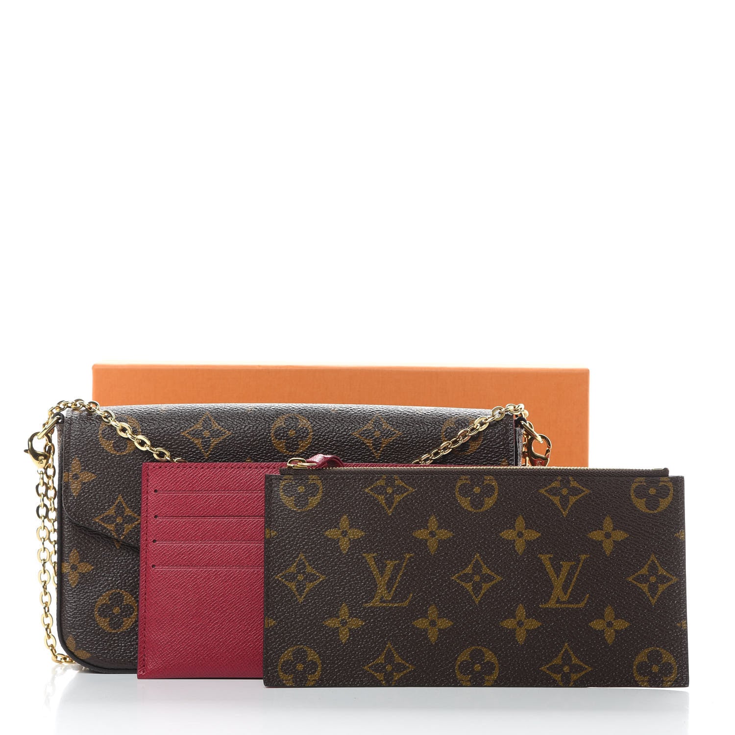 Louis Vuitton Monogram Pochette Felicie Chain Wallet Fuchsia 14 of 14