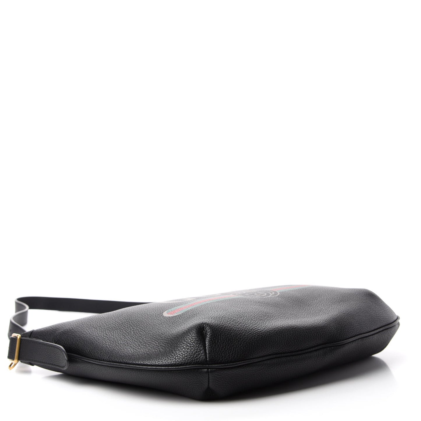 Grained Calfskin Logo Half Moon Hobo Black