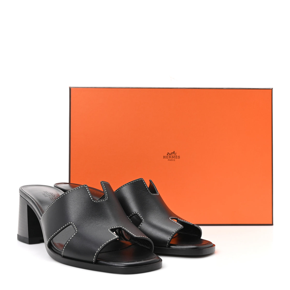 Hermes Calfskin Helia Sandals 38 Black 10 of 10