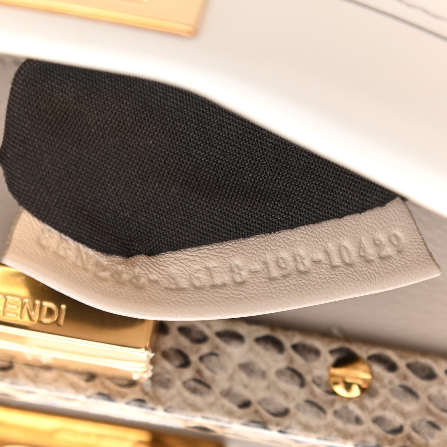Nappa Elaphe Woven Handle Mini Peekaboo Iconic Satchel White Grigio Polvere
