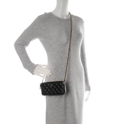 Chanel Lambskin Quilted Small Clutch With Chain Black 2 of 8