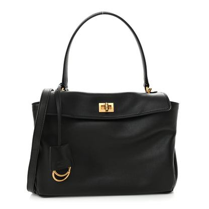 Balenciaga Natural Smooth Calfskin Small Rodeo Top Handle Handbag Black 1 of 9