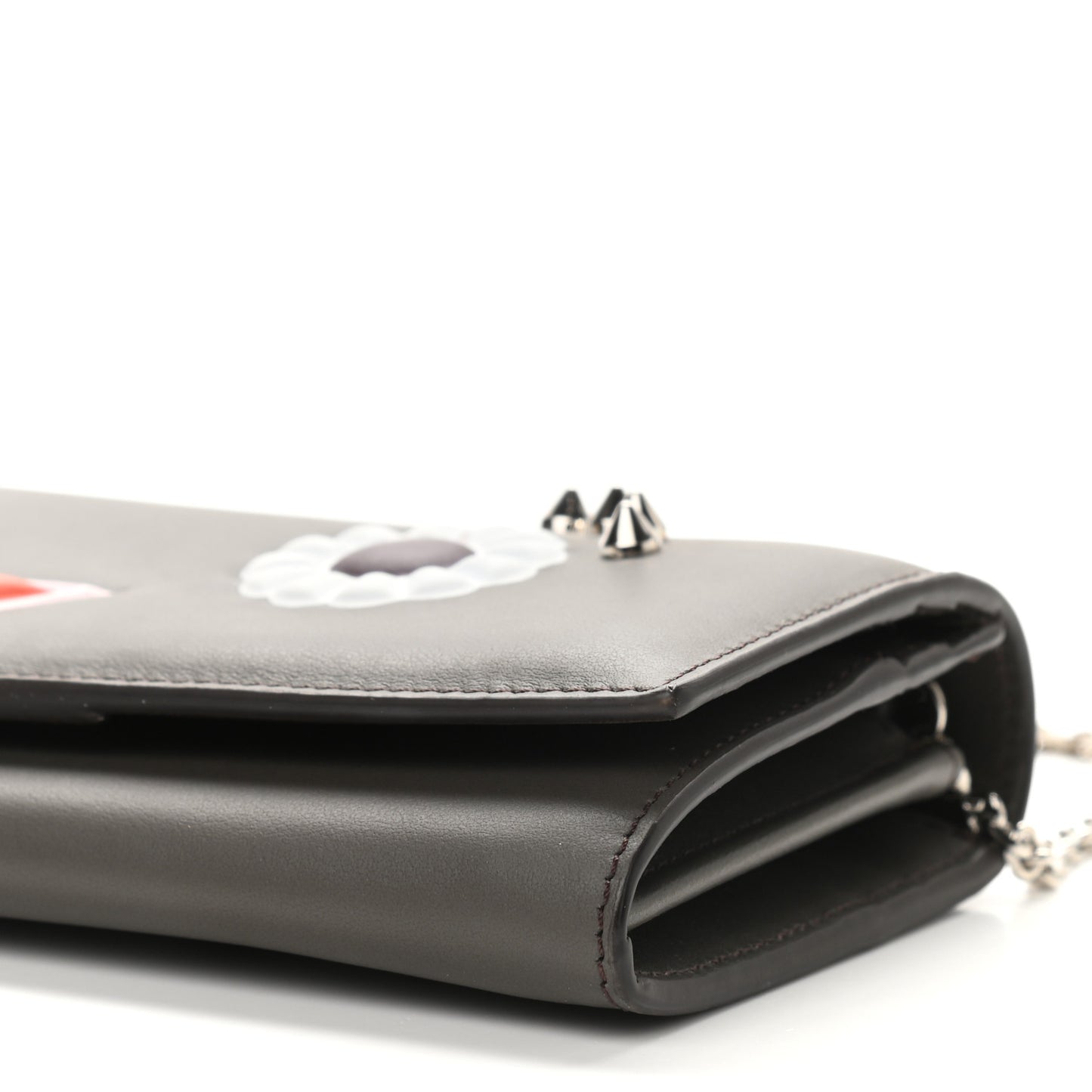 Vitello Century Lucido Hypnoteyes Studded Continental Wallet On Chain Carbone White Multicolor