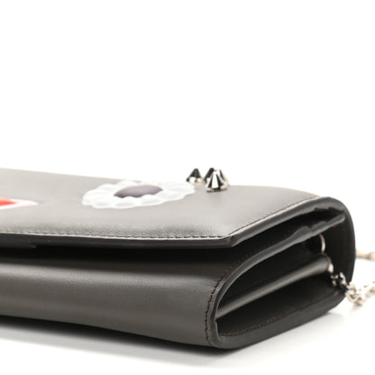 Fendi Vitello Century Lucido Hypnoteyes Studded Continental Wallet On Chain Carbone White Multicolor 8 of 8