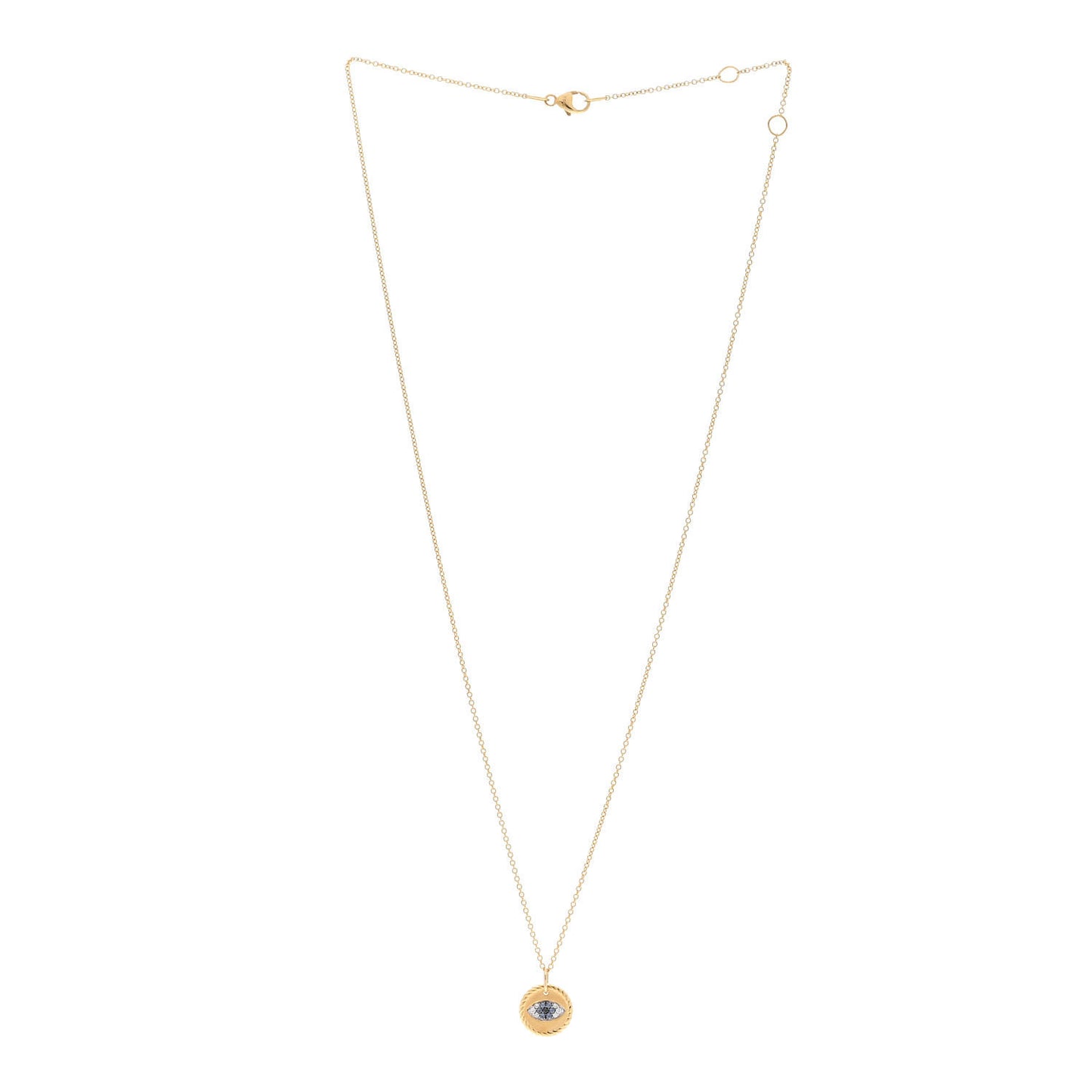 18K Yellow Gold Blue Sapphire Diamond Evil Eye Necklace