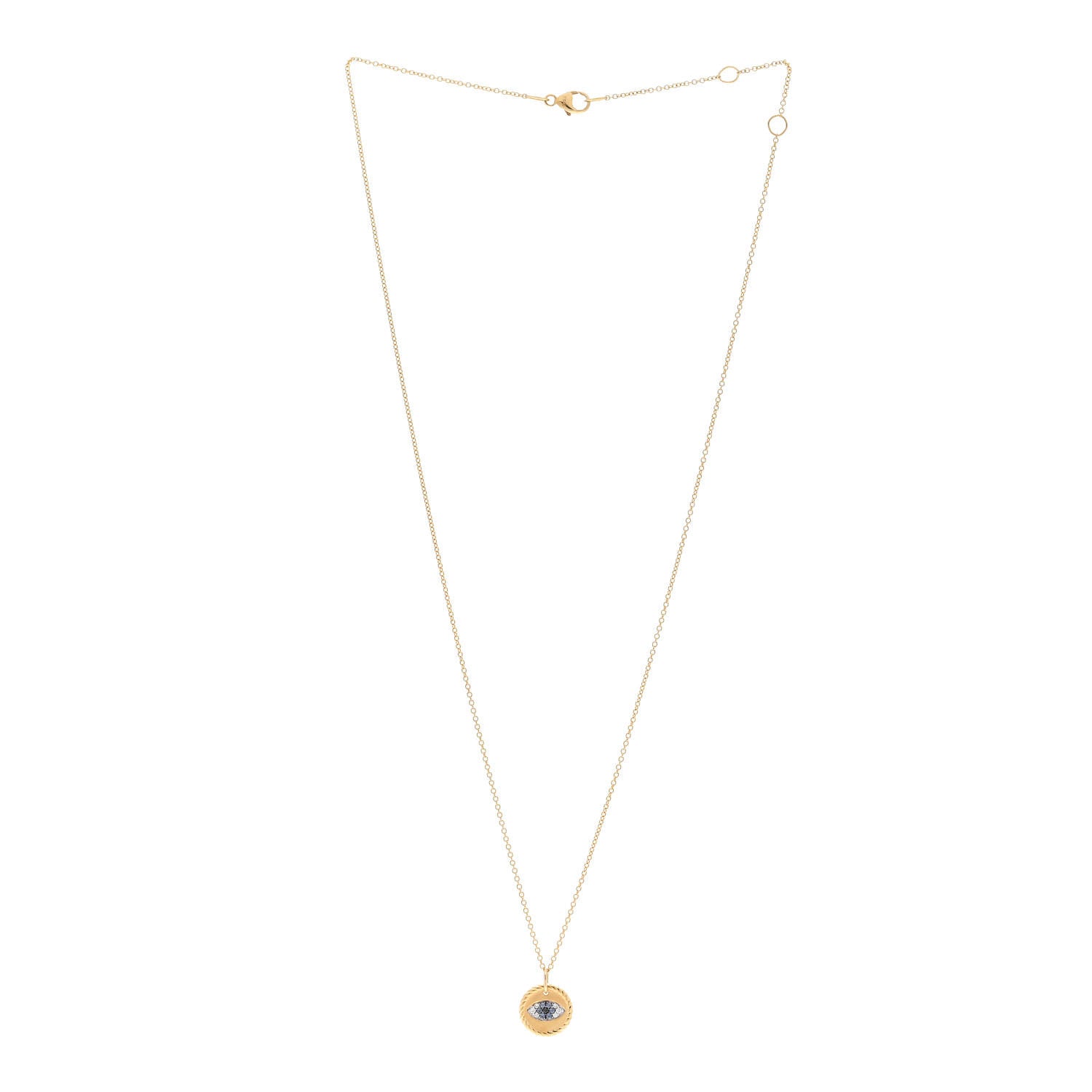 David Yurman 18K Yellow Gold Blue Sapphire Diamond Evil Eye Necklace 3 of 4