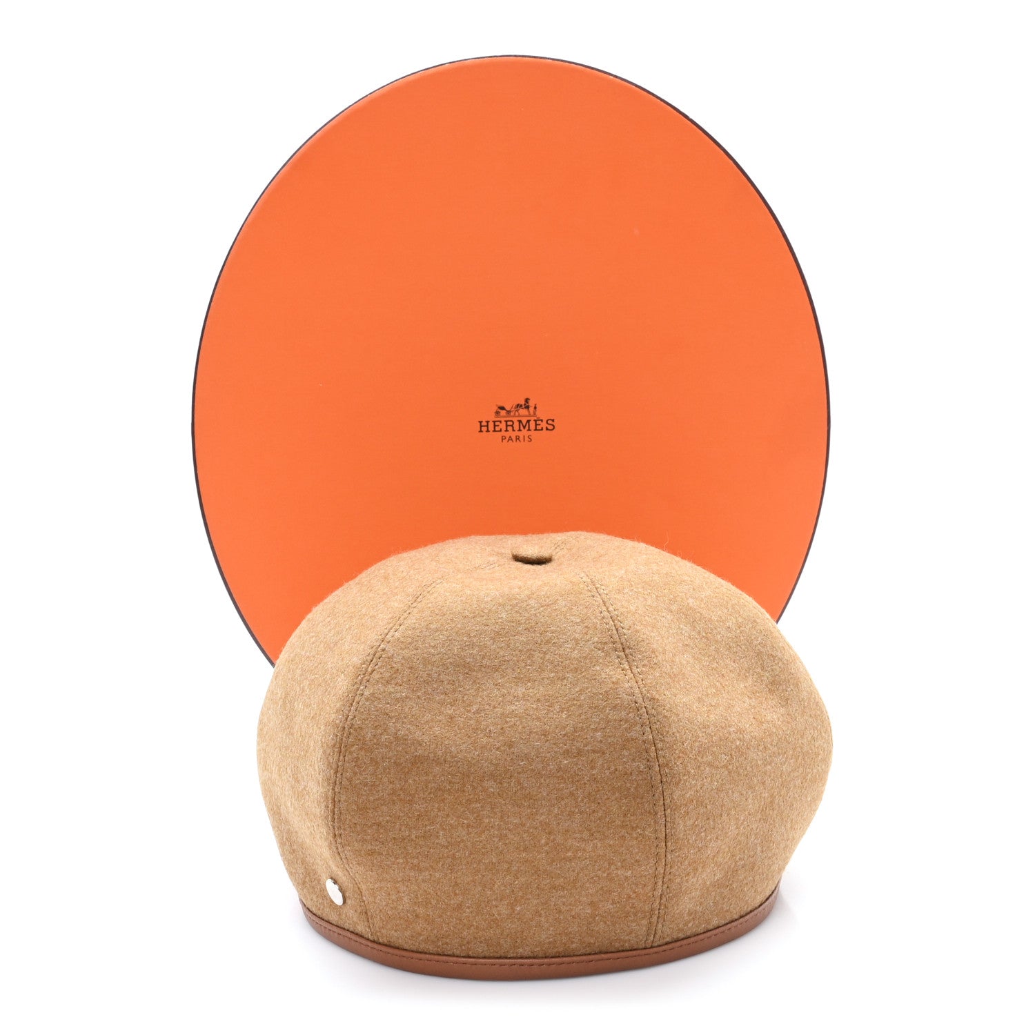 Hermes Jersey De Laine Gabrielle Beret Hat 59 Gold 9 of 9