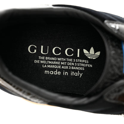 Gucci X ADIDAS Velvet Crocodile Embossed Gazelle Wedge Sneakers 39 Black 7 of 9