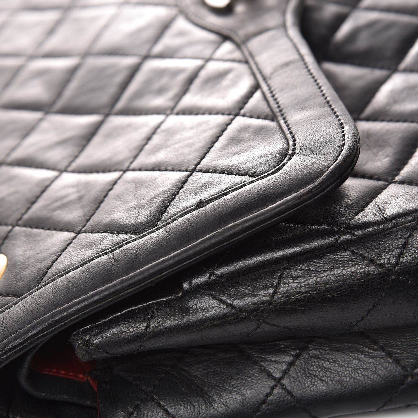 Lambskin Quilted Medium Double Flap Black