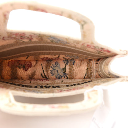 Christian Dior Canvas Embroidered Hibiscus Printed Mini Book Tote Beige Multicolor 5 of 8