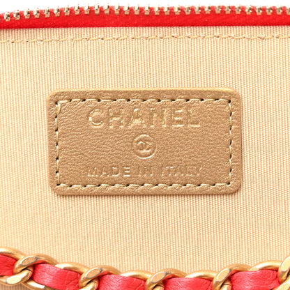 Chanel Lambskin Quilted Small Pearl Crush Vanity Case With Chain Red 6 of 11