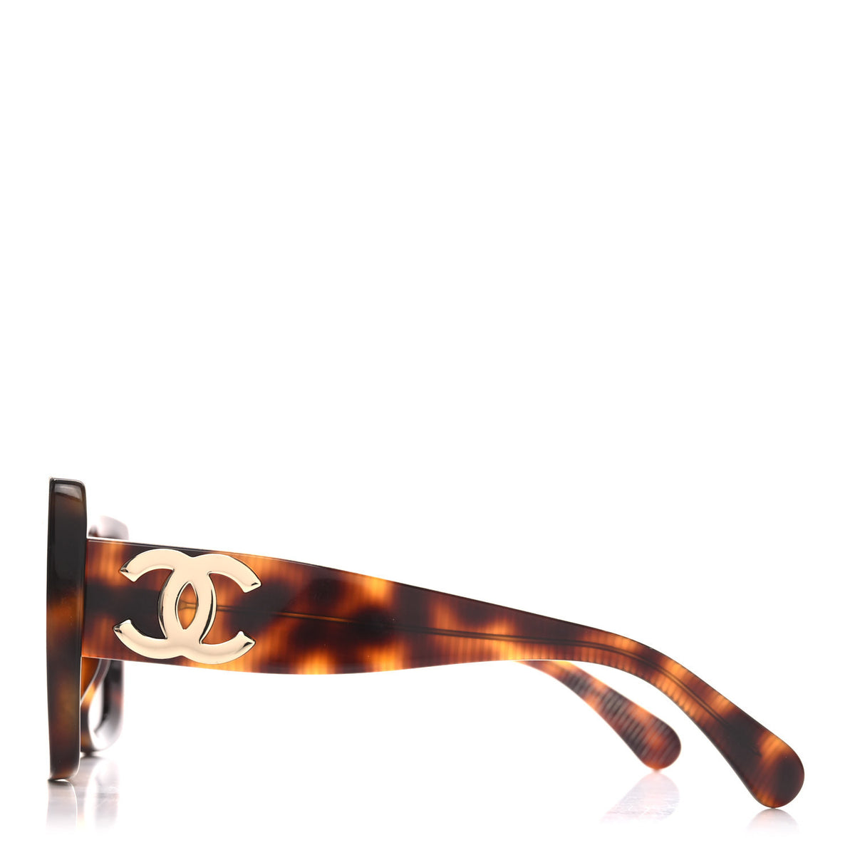 CHANEL Sunglasses 0004 80 Womens Brown Tortoise Square CC Logo Oversized Frame CHANEL Brown Square Sunglasses for Women | eBay main image 4