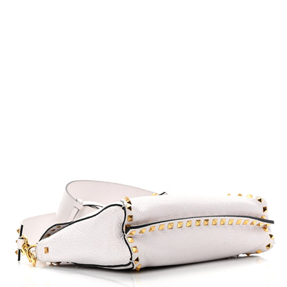 Valentino Garavani Pebbled Calfskin Medium Rockstud Hype Shoulder Bag White 4 of 19