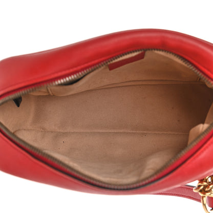 Gucci Calfskin Matelasse Small GG Marmont Chain Shoulder Bag Hibiscus Red 5 of 16