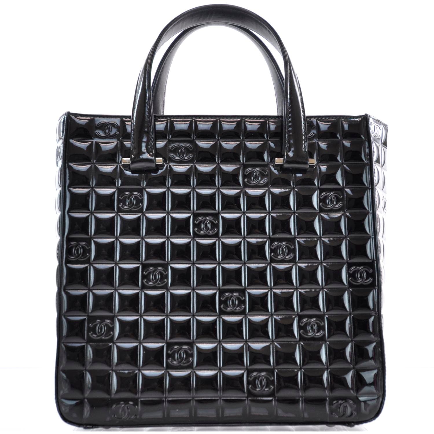 Chanel Patent Chocolate Bar Quilted Tote Black 1 of 10
