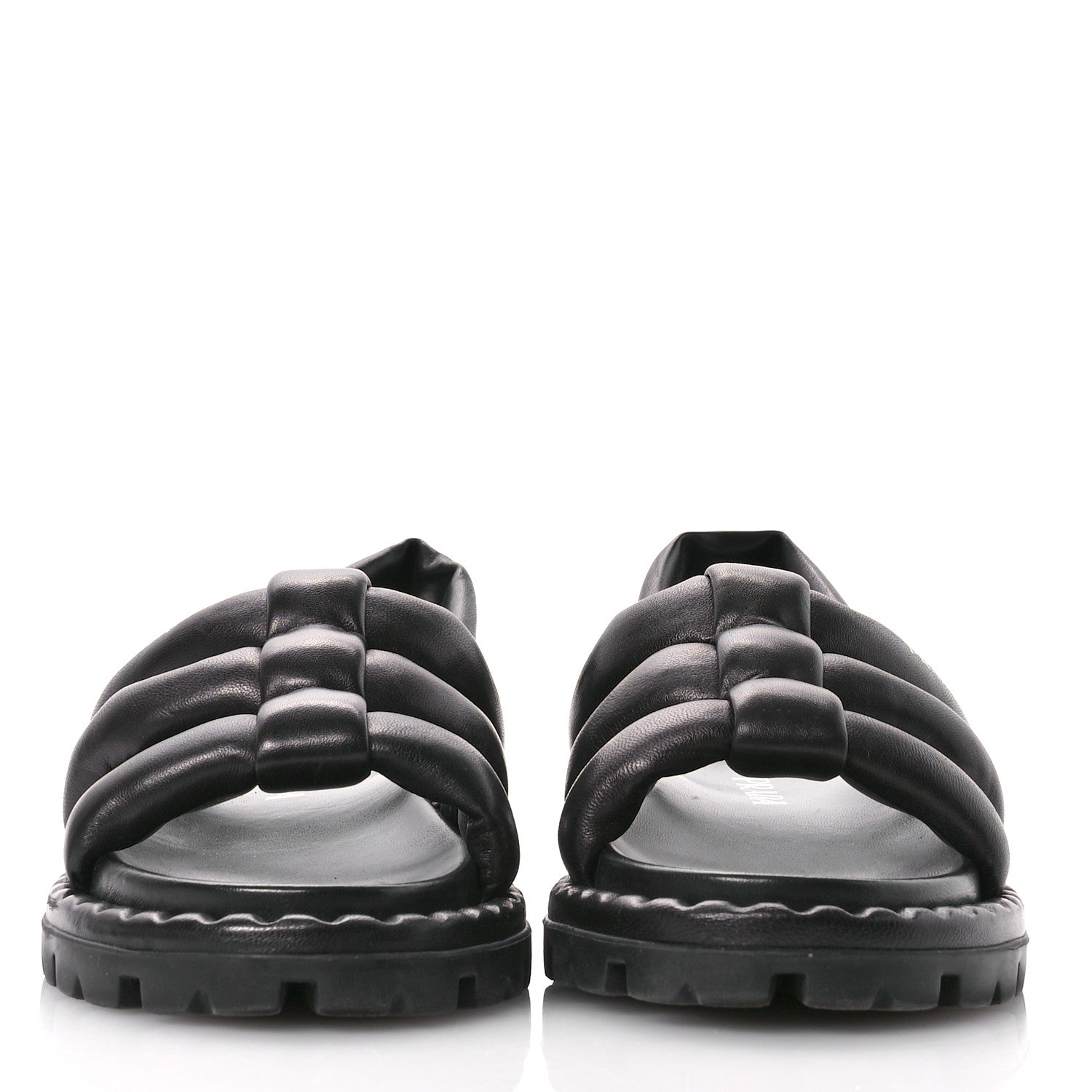 Prada Nappa Padded Blow 20mm Slingback Sandals 37.5 Black 3 of 7