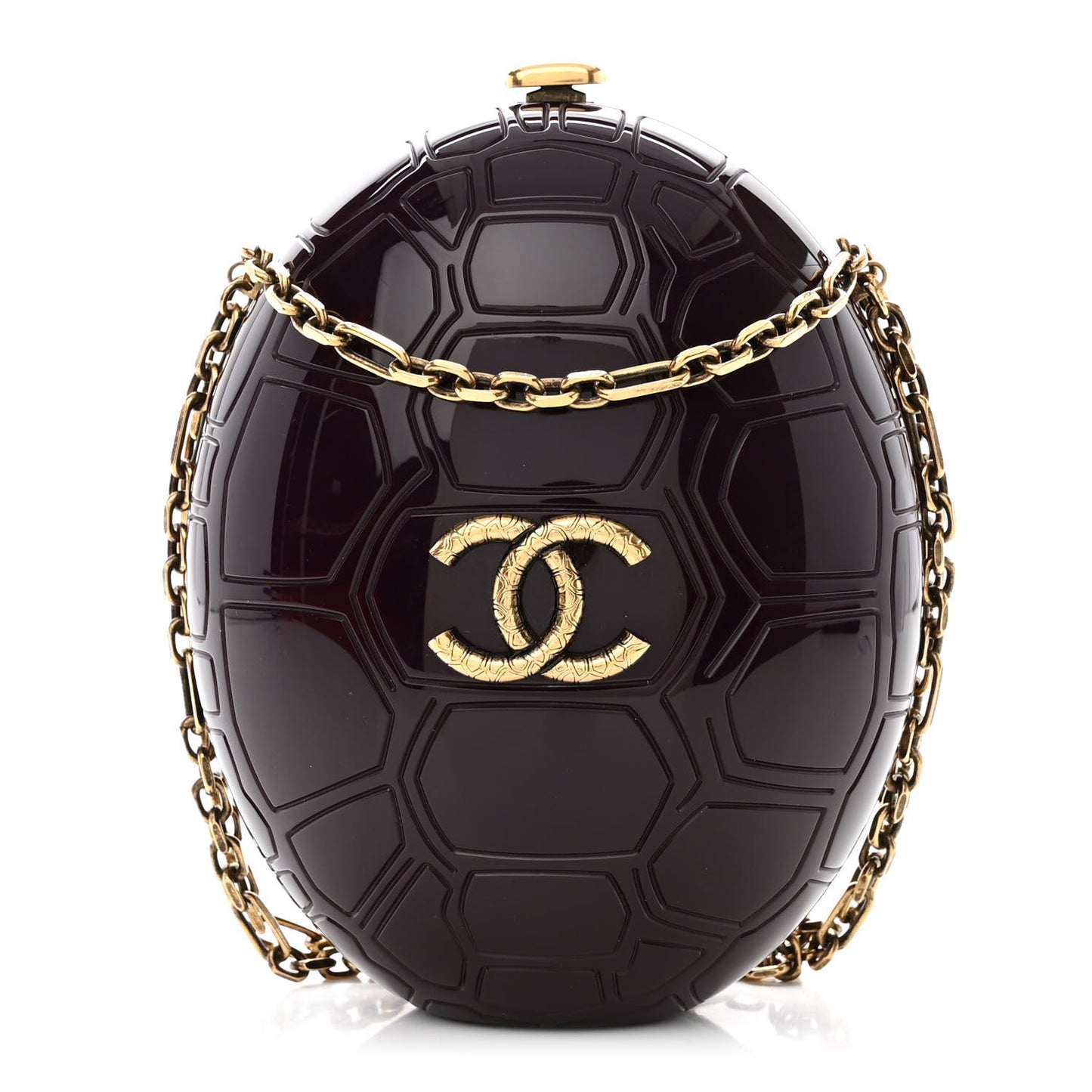 Plexiglass Shell CC Round Minaudiere Clutch Purple