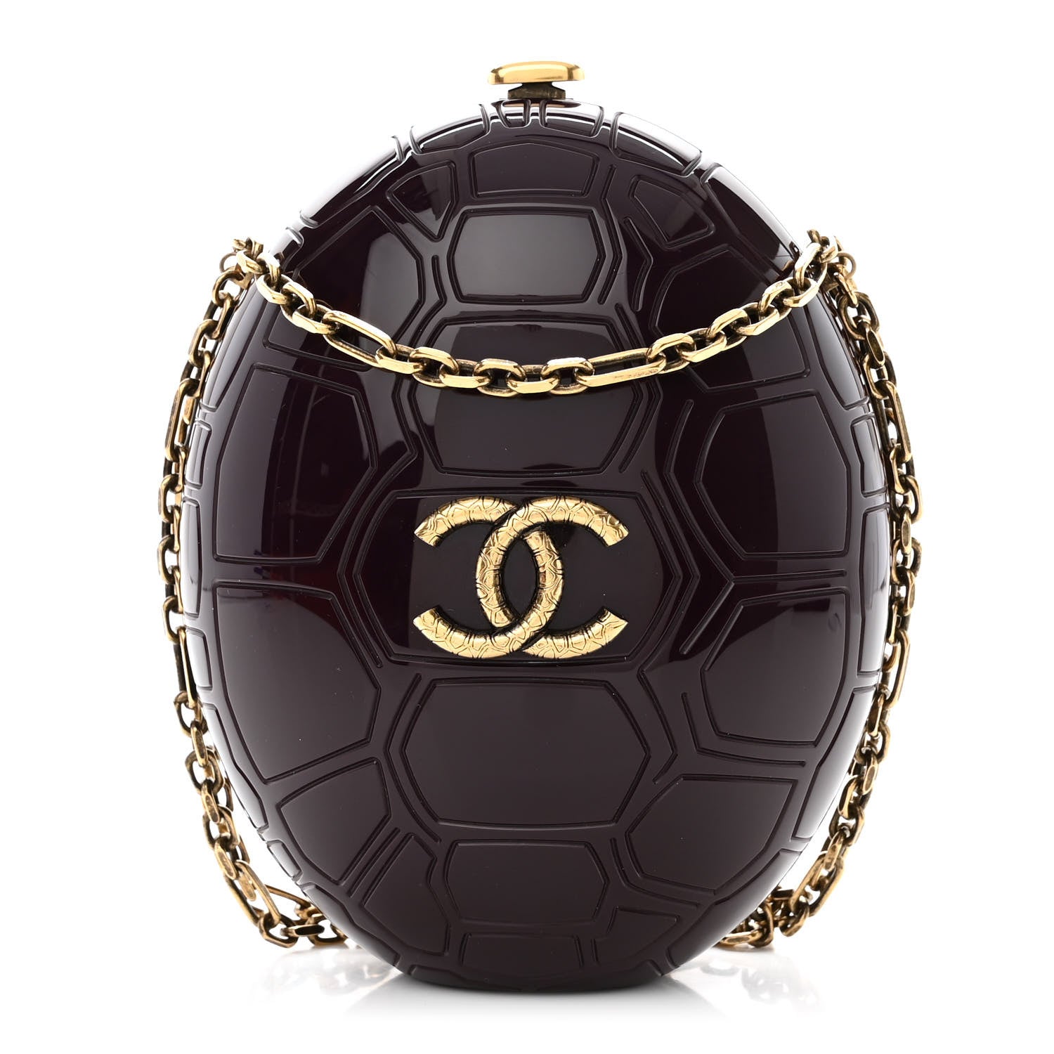 Chanel Plexiglass Shell CC Round Minaudiere Clutch Purple 1 of 10