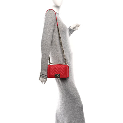 Chanel Caviar Quilted Small Boy Flap Red 2 of 10