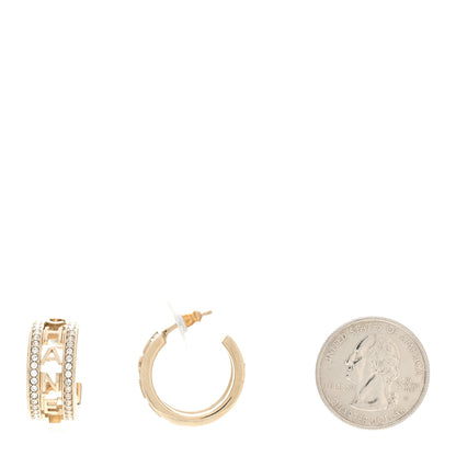 Chanel Metal Crystal Bow-tiful CC Hoop Earrings Gold 2 of 5