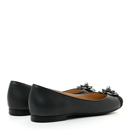 Chanel Lambskin Grosgrain Camellia Ballerina Flats 37 Black 4 of 17
