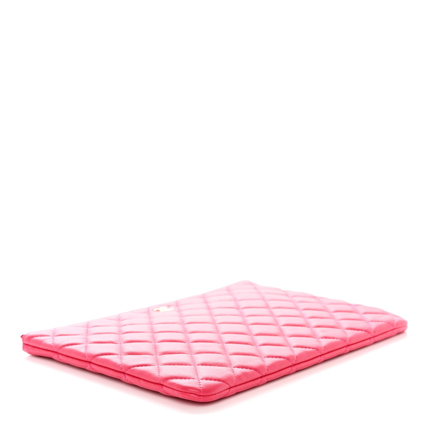 Lambskin Quilted Medium Cosmetic Case Pink