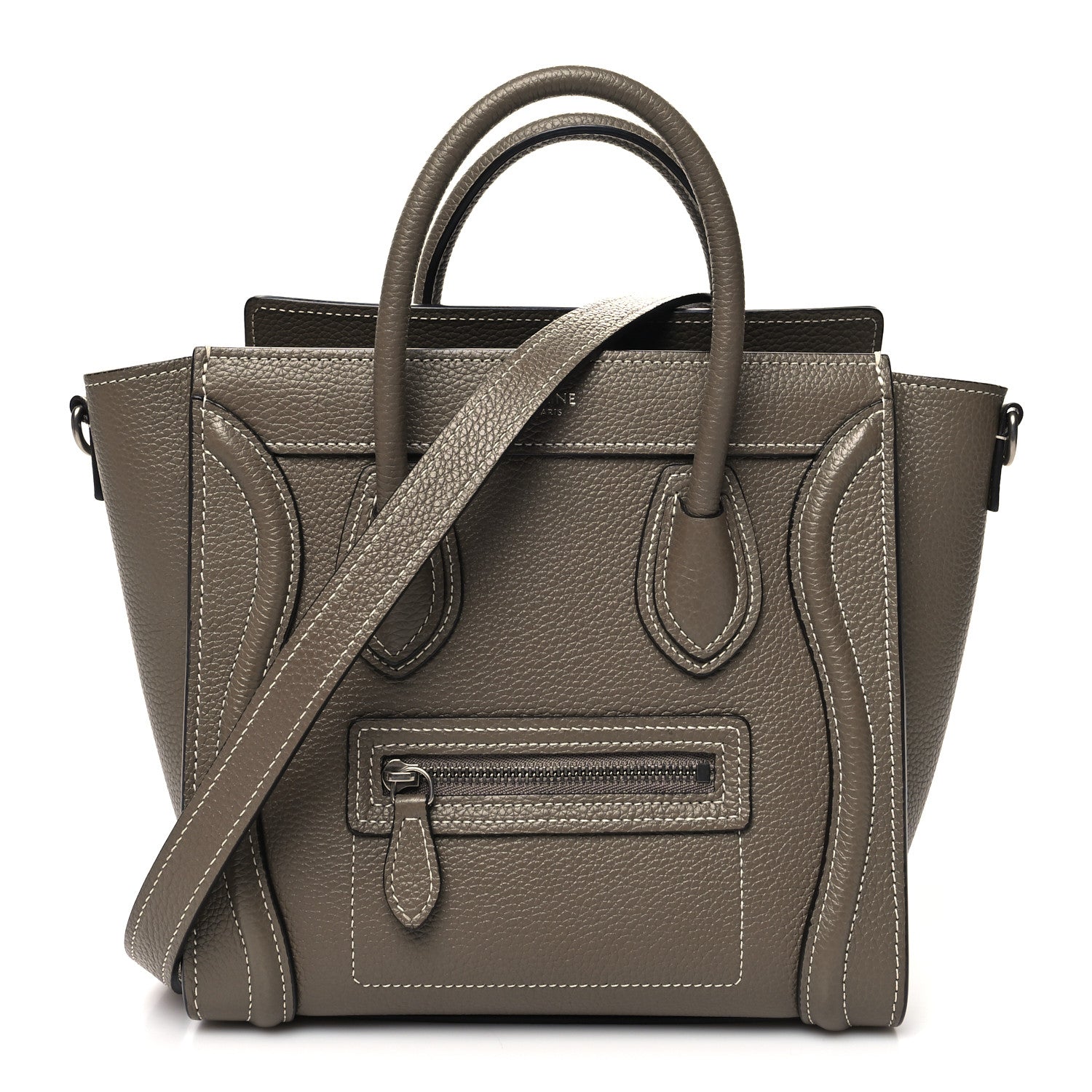 Celine Drummed Calfskin Nano Luggage Souris 1 of 13