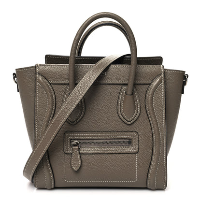 Celine Drummed Calfskin Nano Luggage Souris 1 of 13