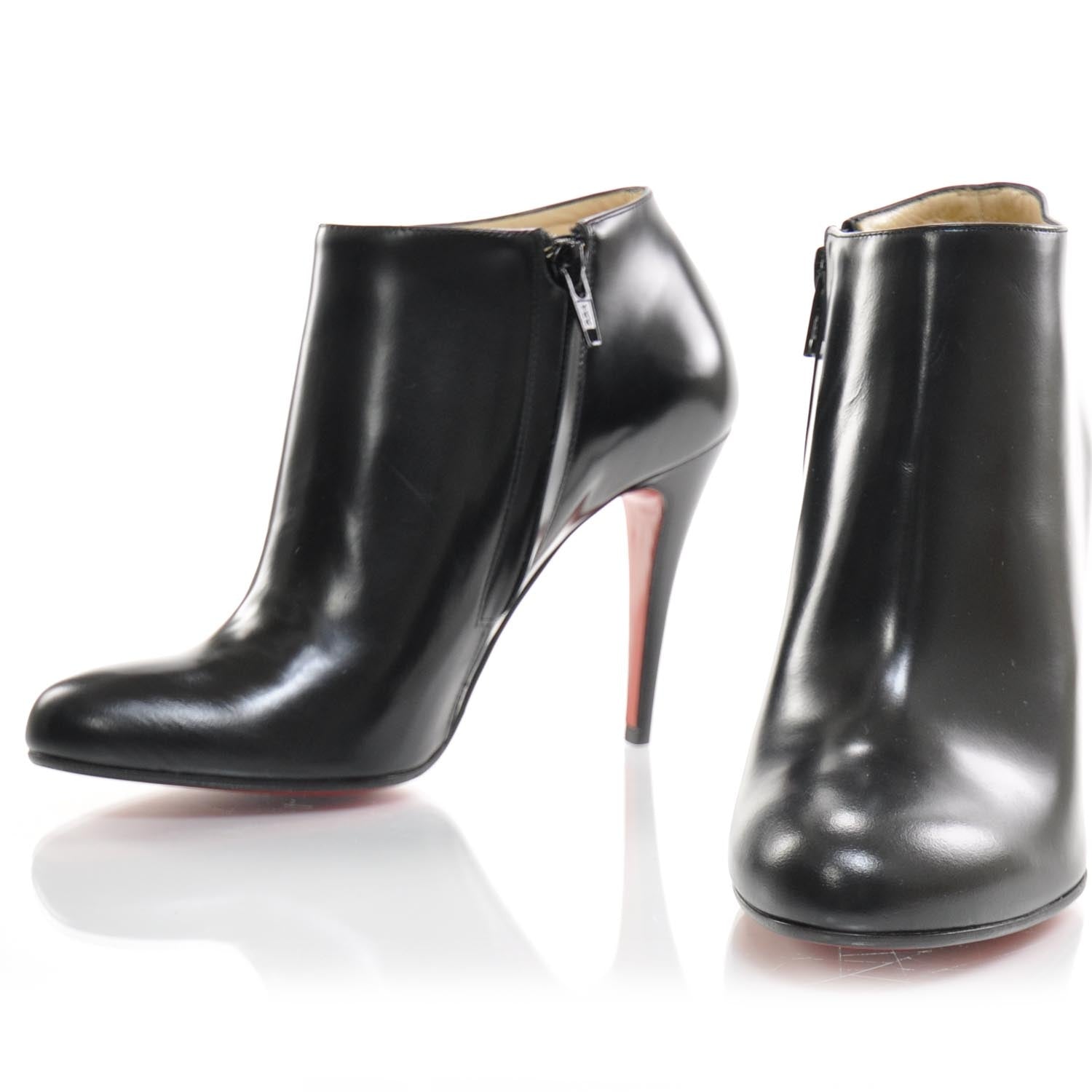 Christian Louboutin Leather Belle 100 Ankle Boots 37.5 Black 1 of 7