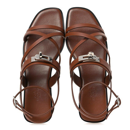 Hermes Calfskin June Sandals 40 Gold 2 of 12