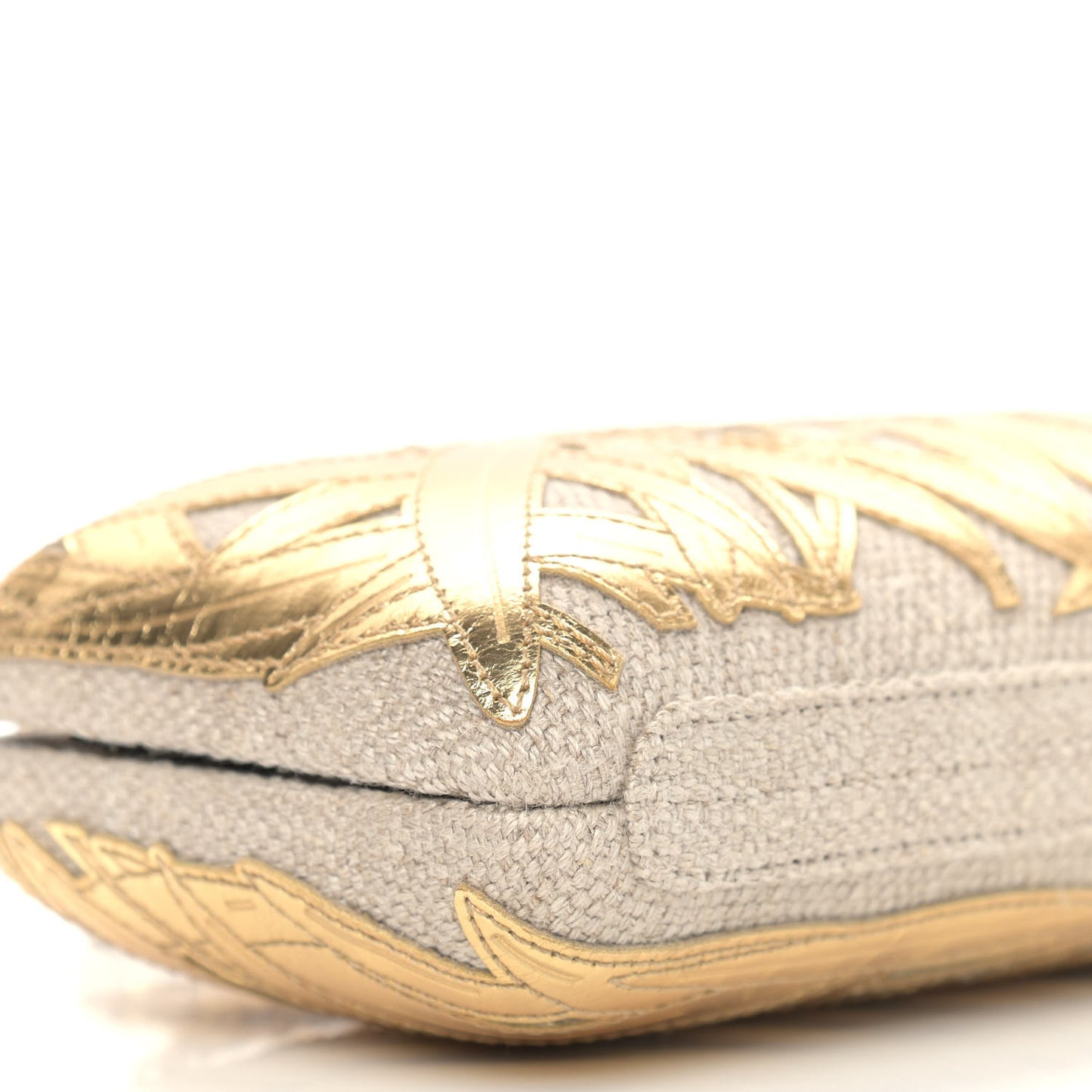 Pleated Toile Embroidered Lambskin Evening In Greece Clutch Gold