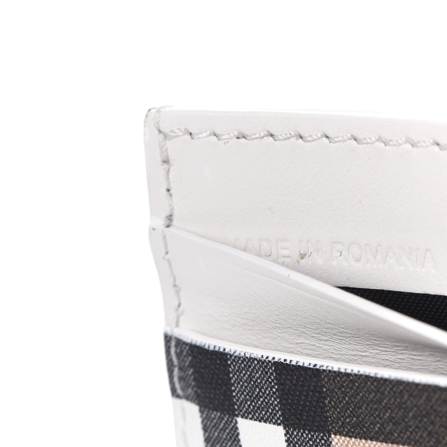 Vintage Check Calfskin Sandon Card Case White