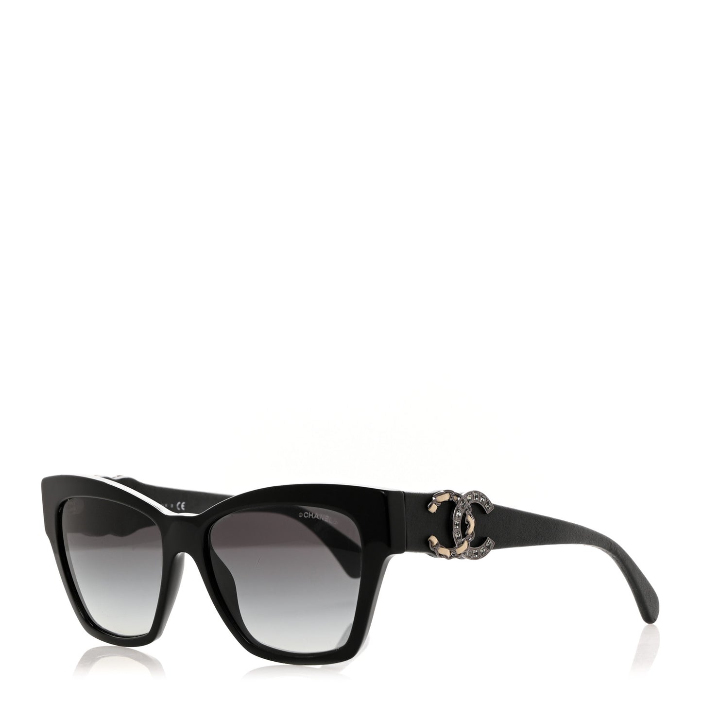 Acetate Square Cat Eye CC Sunglasses 5456-Q-B Black