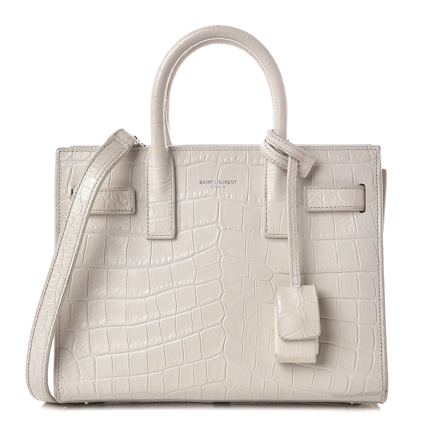 Saint Laurent Croc Calfskin Embossed Nano Sac De Jour Cream Souffle 1 of 15