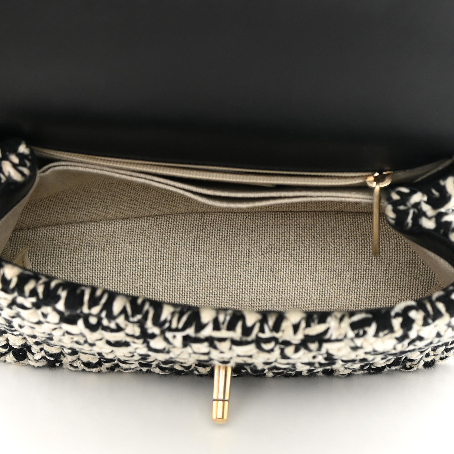 Chanel Tweed Quilted Mini Coco Handle Flap Black Beige 5 of 12