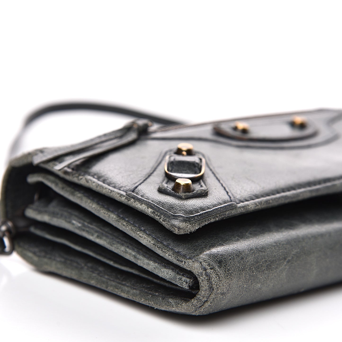 Agneau Classic Hardware Continental Wallet on Strap Anthracite