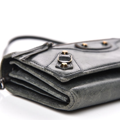 Balenciaga Agneau Classic Hardware Continental Wallet on Strap Anthracite 6 of 15