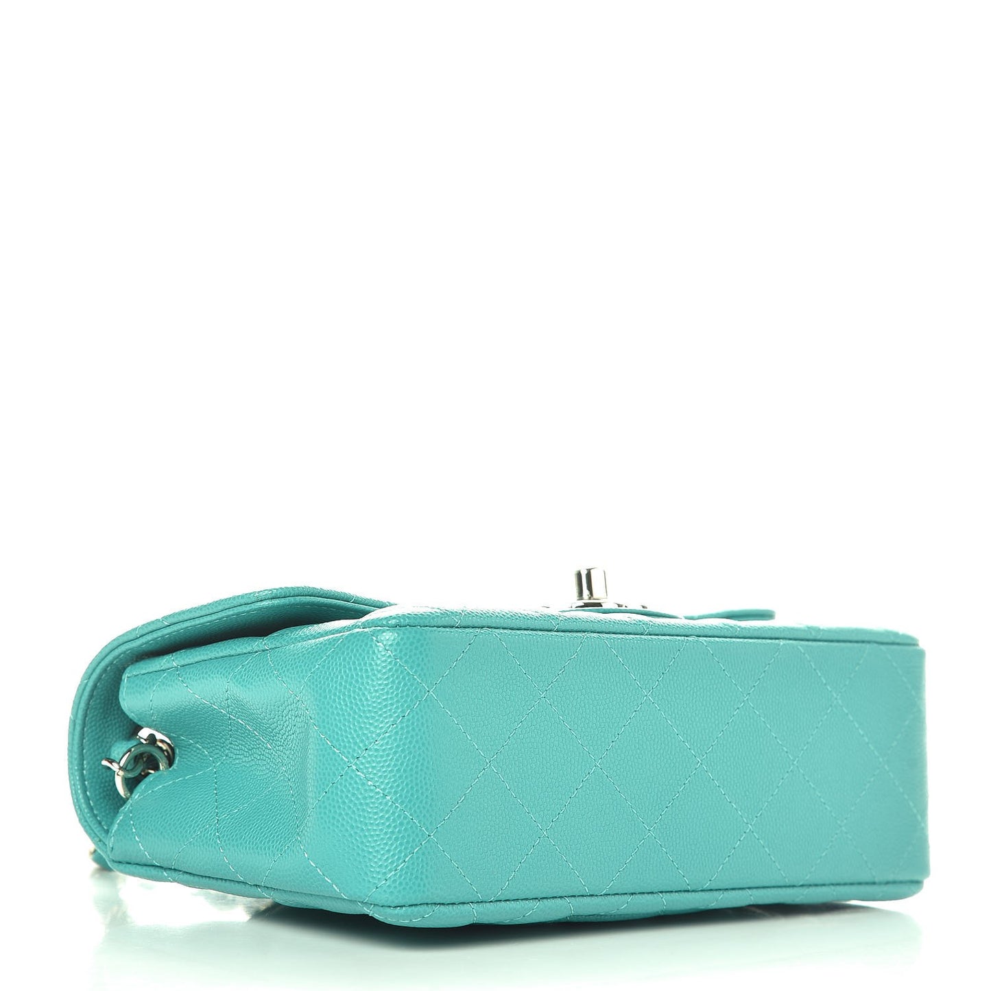 Caviar Quilted Mini Rectangular Flap Turquoise