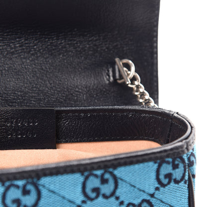 Gucci Monogram Multicolor Matelasse Diagonal Super Mini GG Marmont Shoulder Bag Light Blue 10 of 12