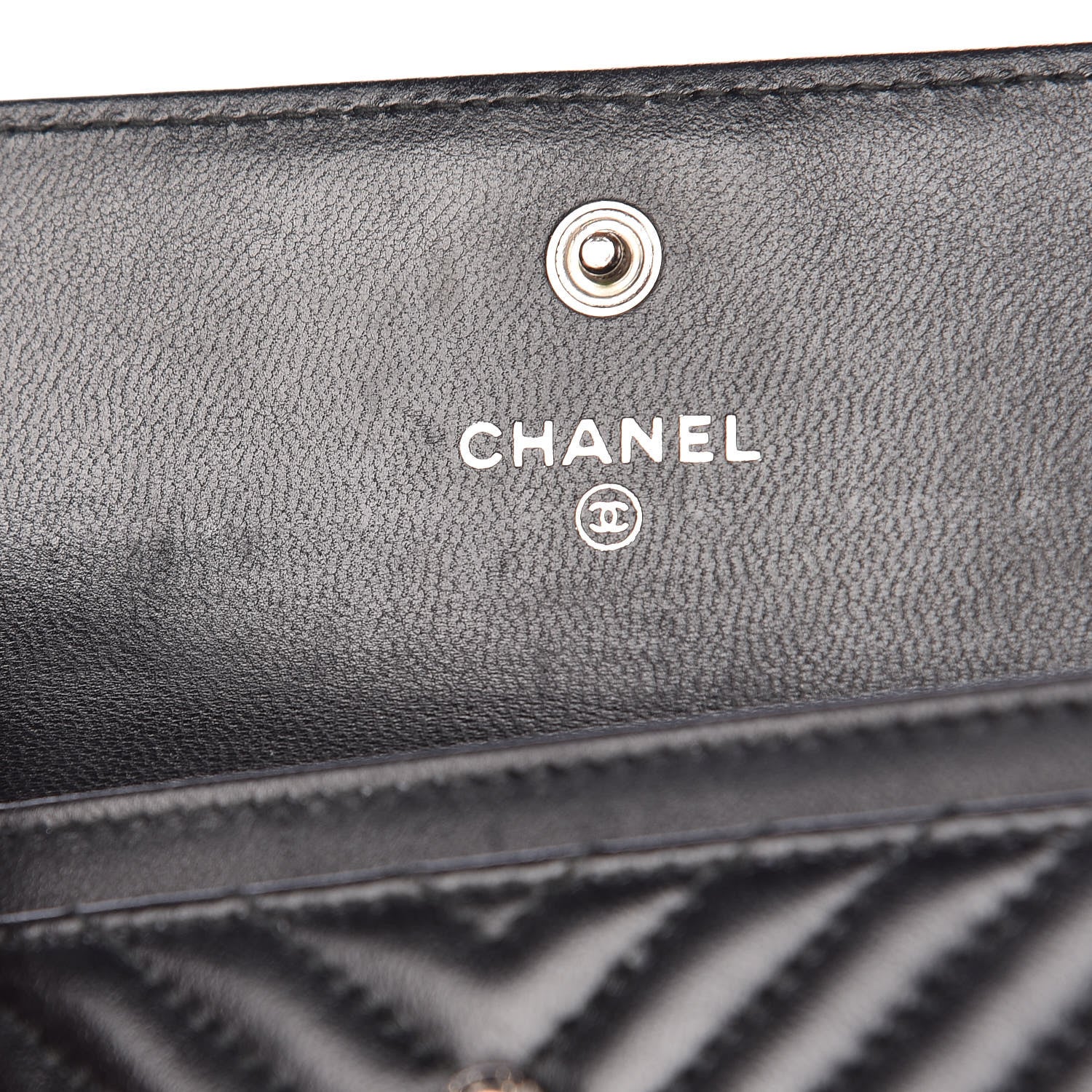 Chanel Lambskin Chevron Quilted Boy Card Holder Wallet Black 14 of 14