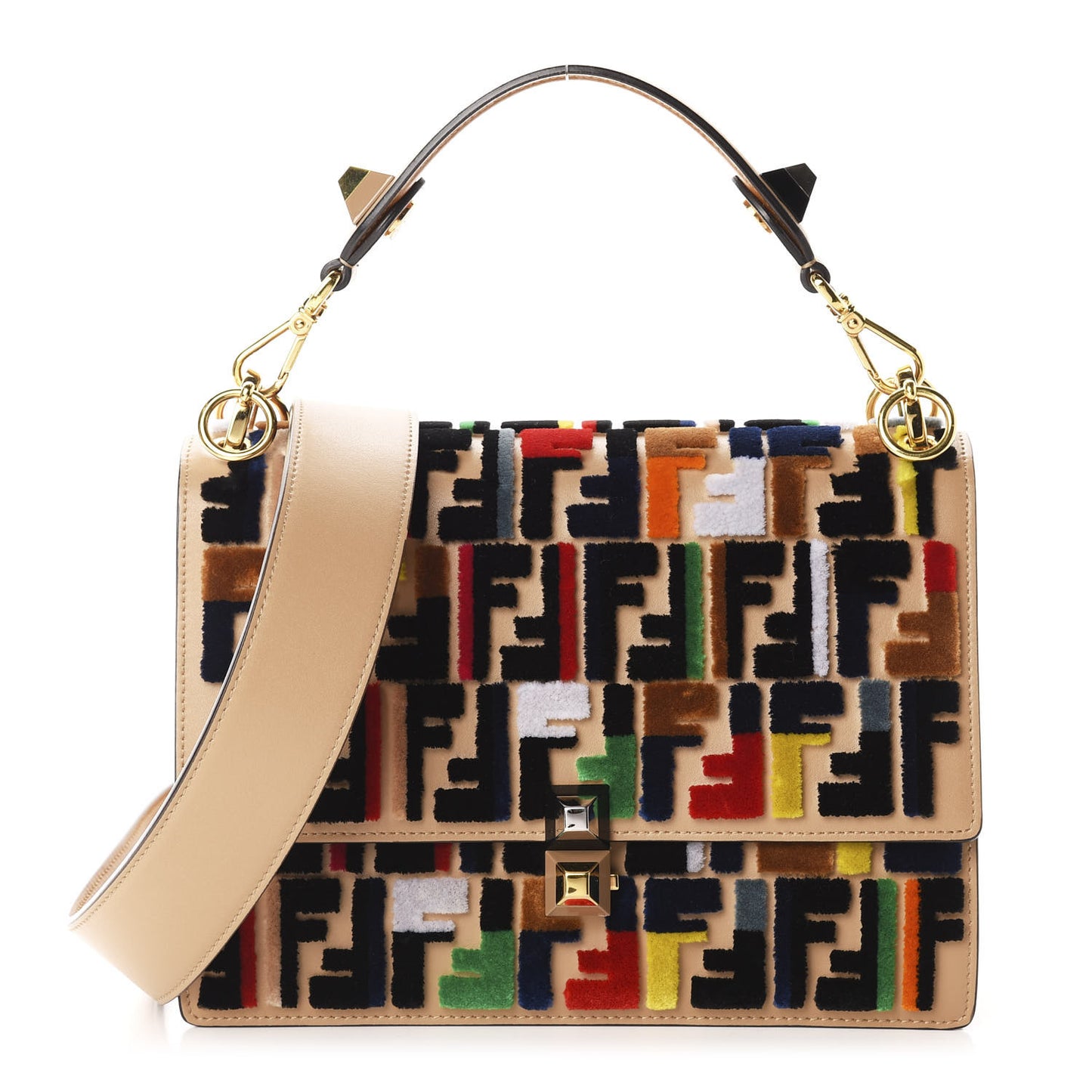 Vitello Liberty Velvet FF Multicolor Kan I Shoulder Bag Multicolor Cuoio