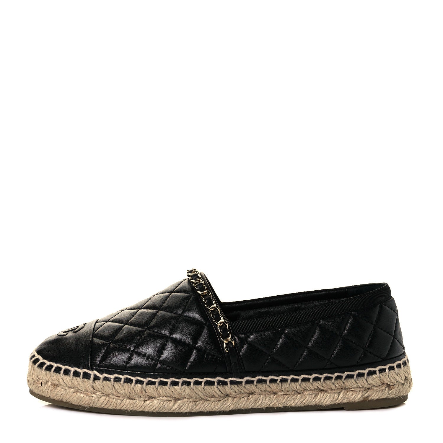Chanel Lambskin Quilted CC Chain Espadrilles 39 Black 1 of 10