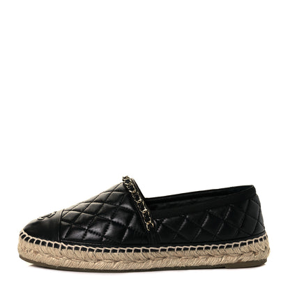 Chanel Lambskin Quilted CC Chain Espadrilles 39 Black 1 of 10
