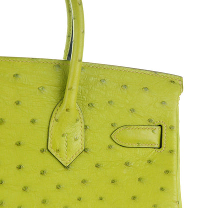 Hermes Ostrich Birkin 30 Vert Anis 23 of 25